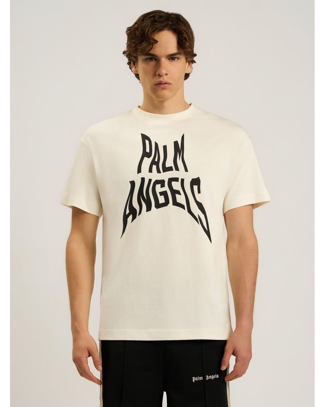 Palm Angels Natural Palm Distorted Regular T-Shirt Off for men
