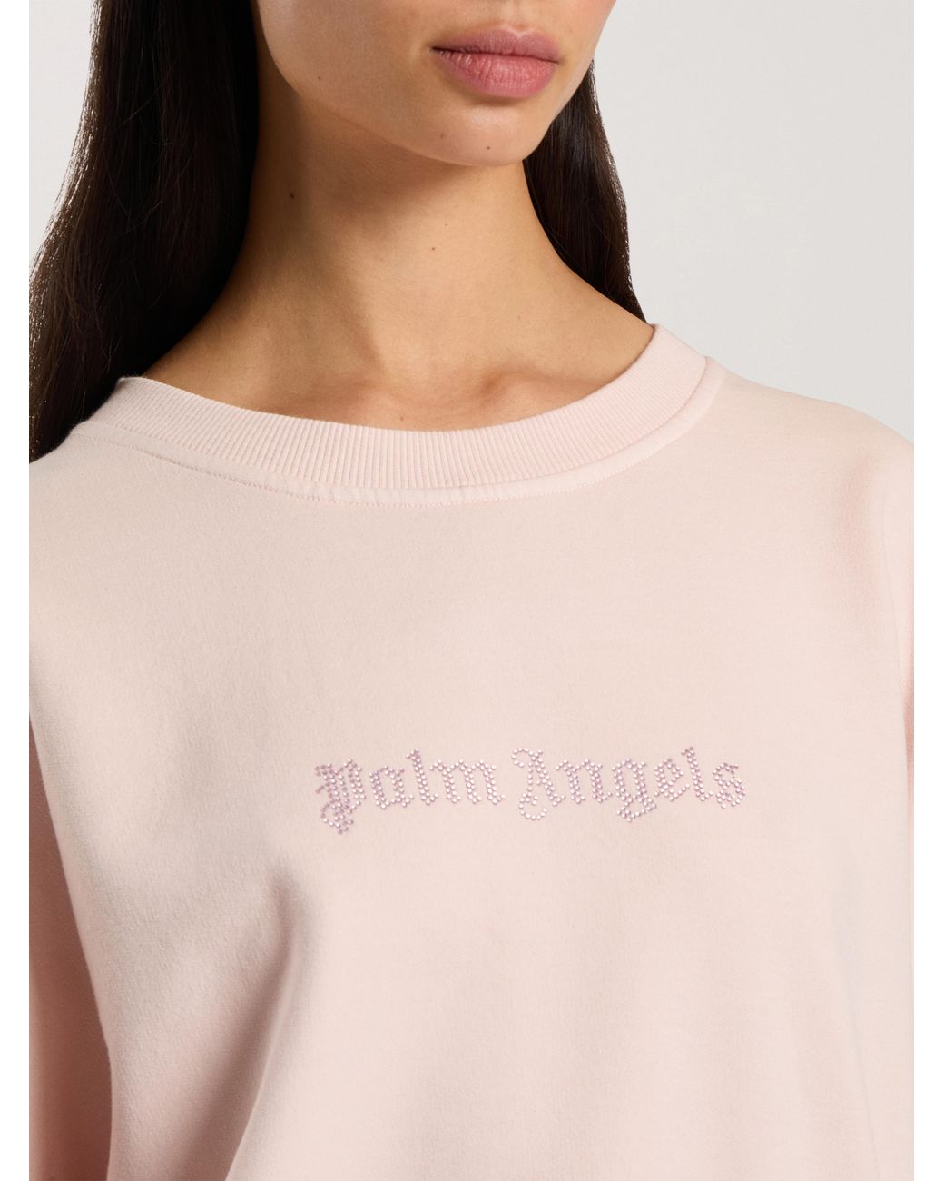 Palm Angels Pink Stud Logo Crew