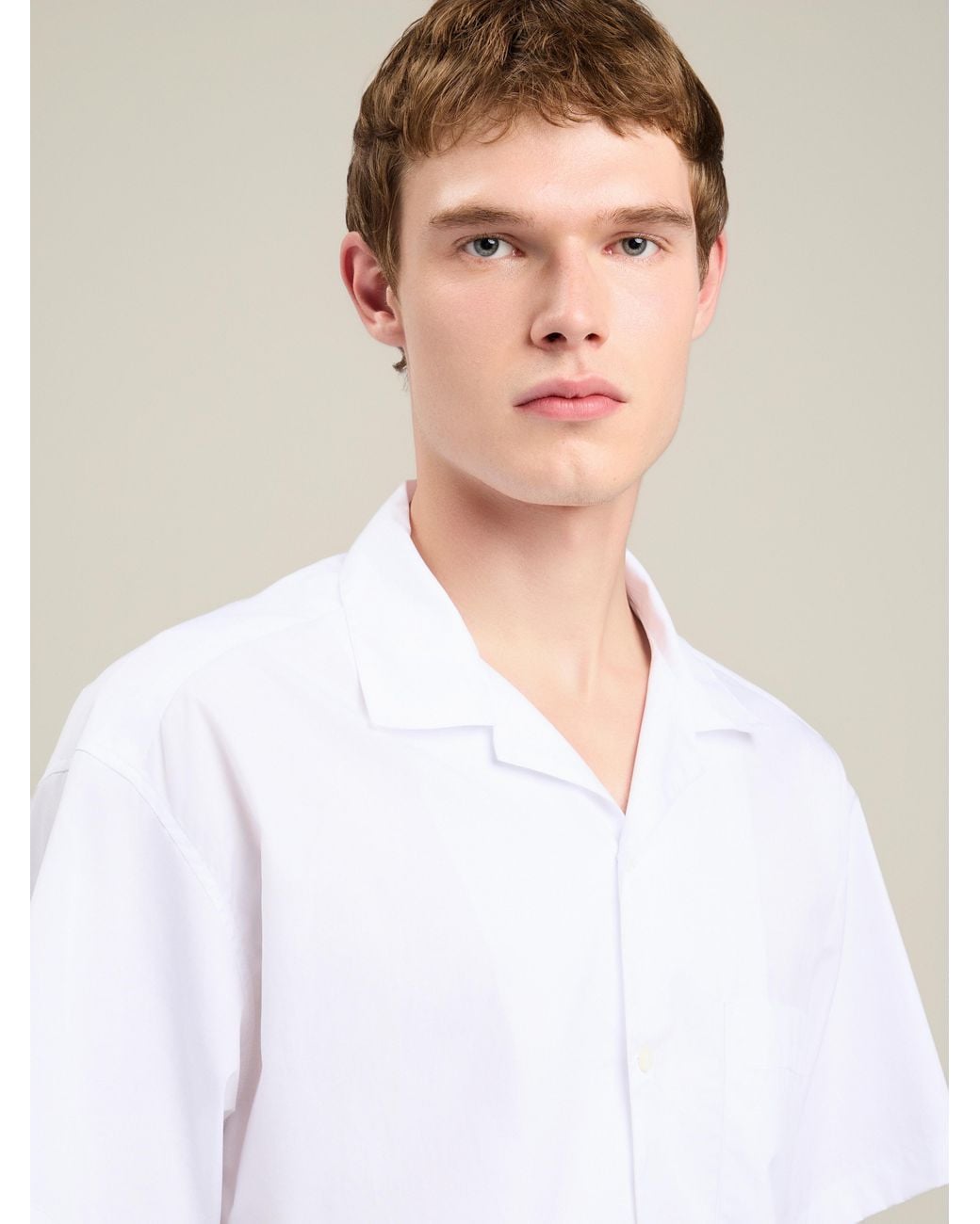 Palm Angels White Back Curved Logo Bowling Shirt for men