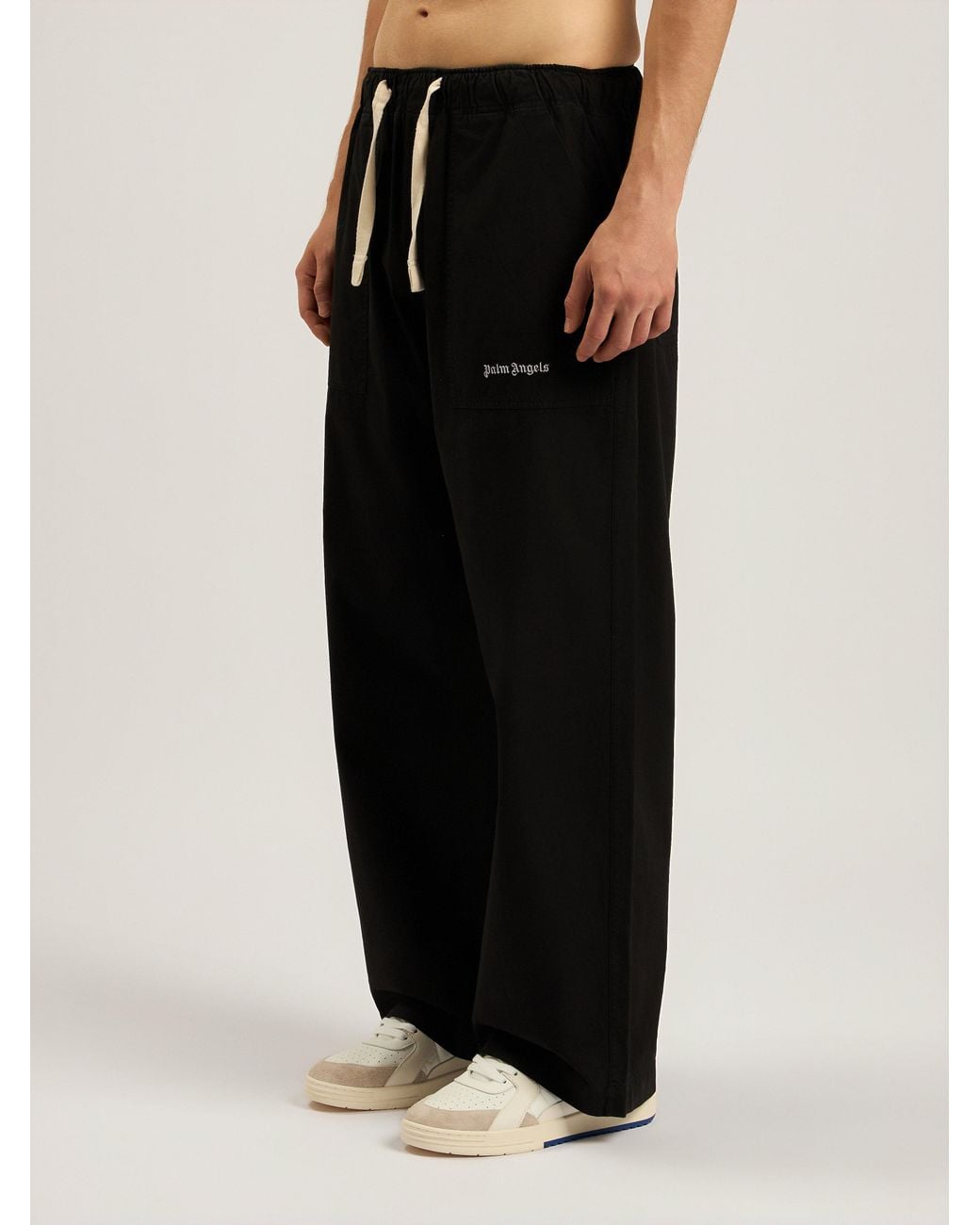 Palm Angels Black Classic Logo Loose Pants for men