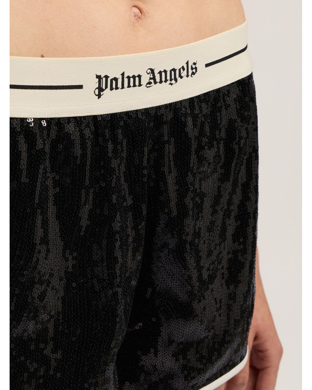 Palm Angels Black Classic Logo Sequin Shorts
