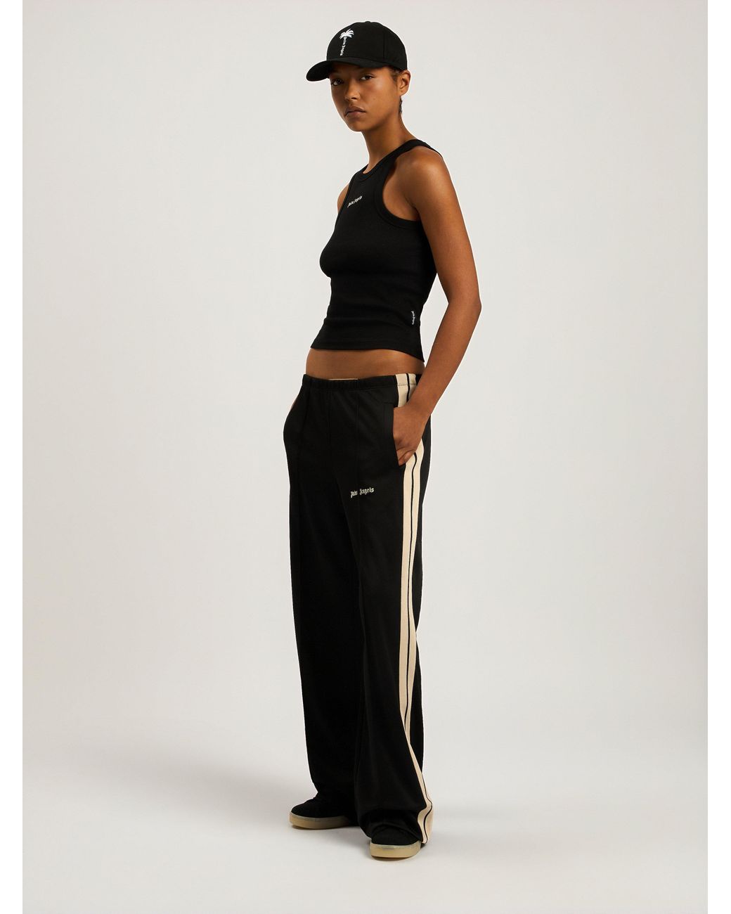 Palm Angels Black Classic Logo Loose Track Pants