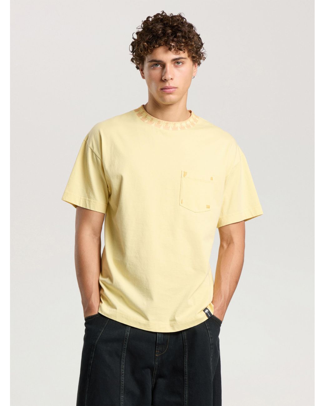 Palm Angels Yellow Palm Ribbed Regular T-Shirt Light for men