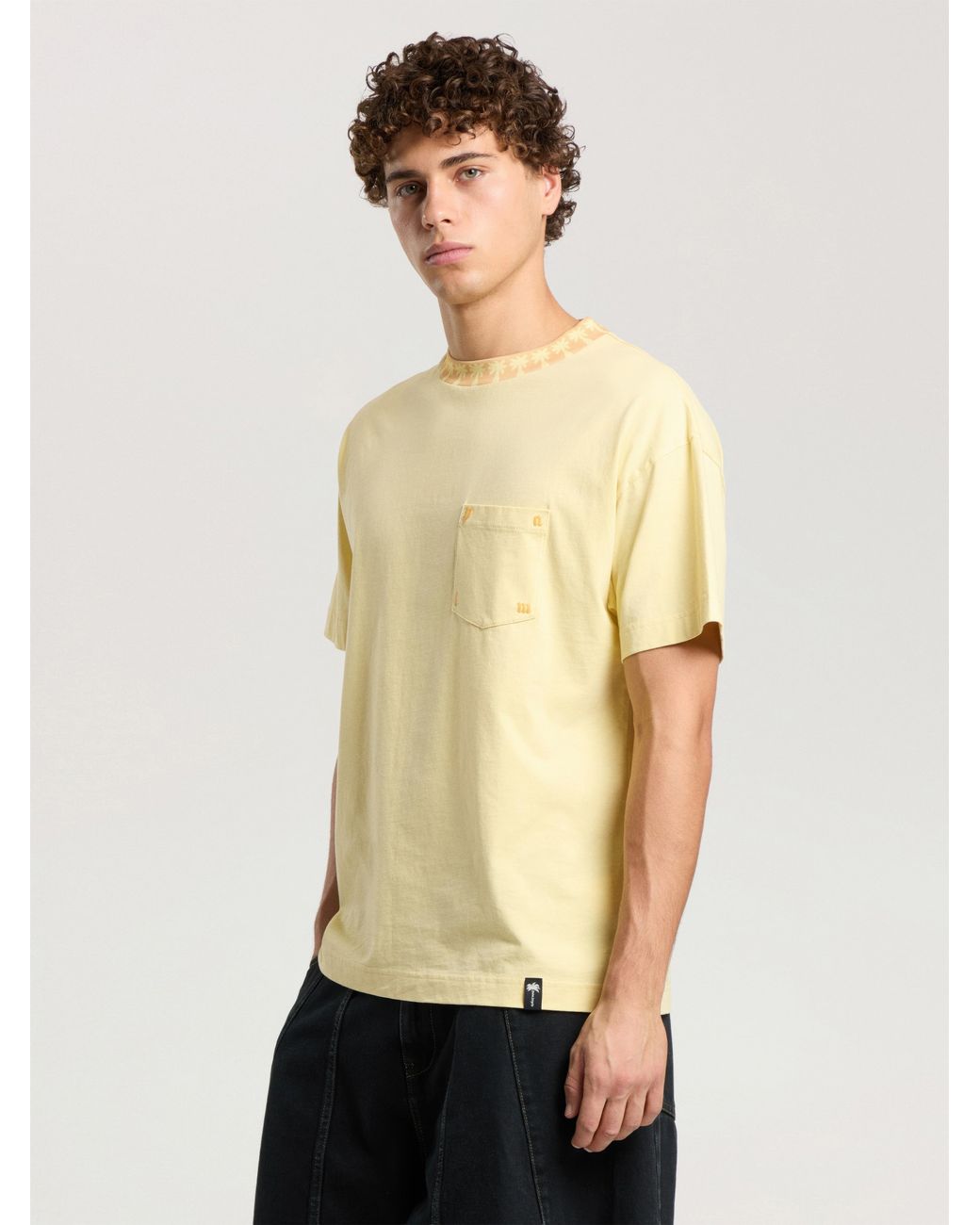 Palm Angels Yellow Palm Ribbed Regular T-Shirt Light for men