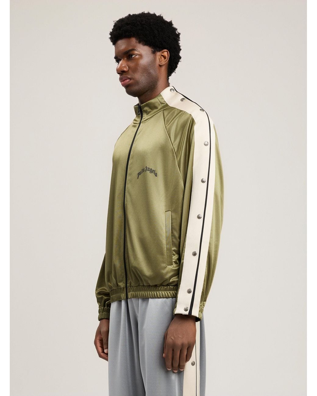 Palm Angels Green Curved Logo Boxe Track Jacket for men