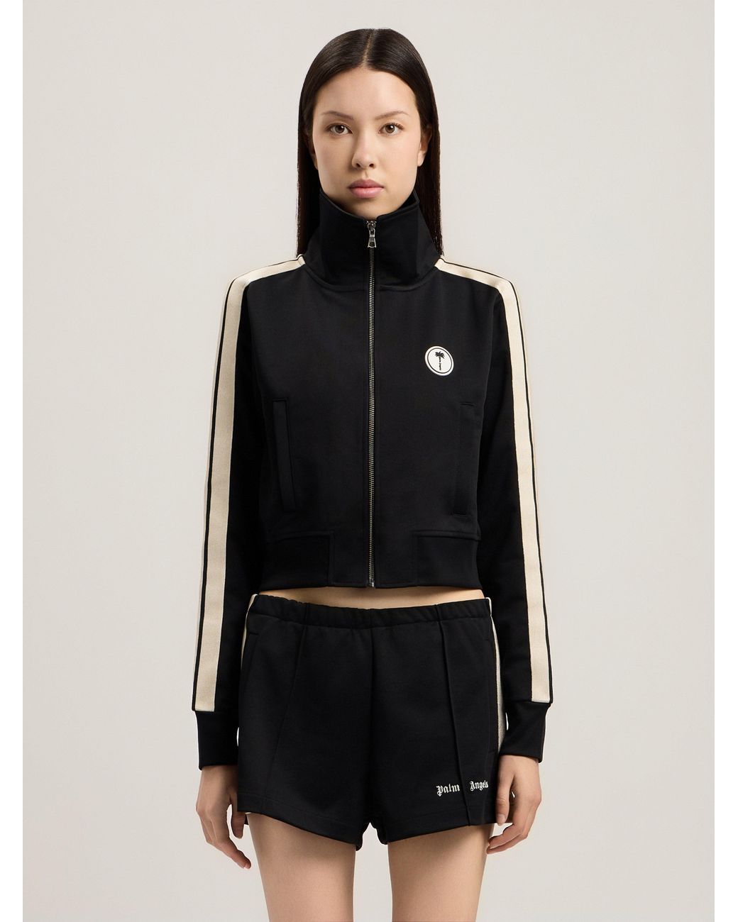 Tree Design Track Jacket Palm Angels Tree Logo Crop Track Jacket in Black | Lyst