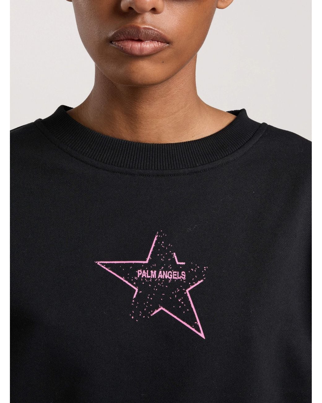 Palm Angels Black Icon Palm Loose Crop Crew