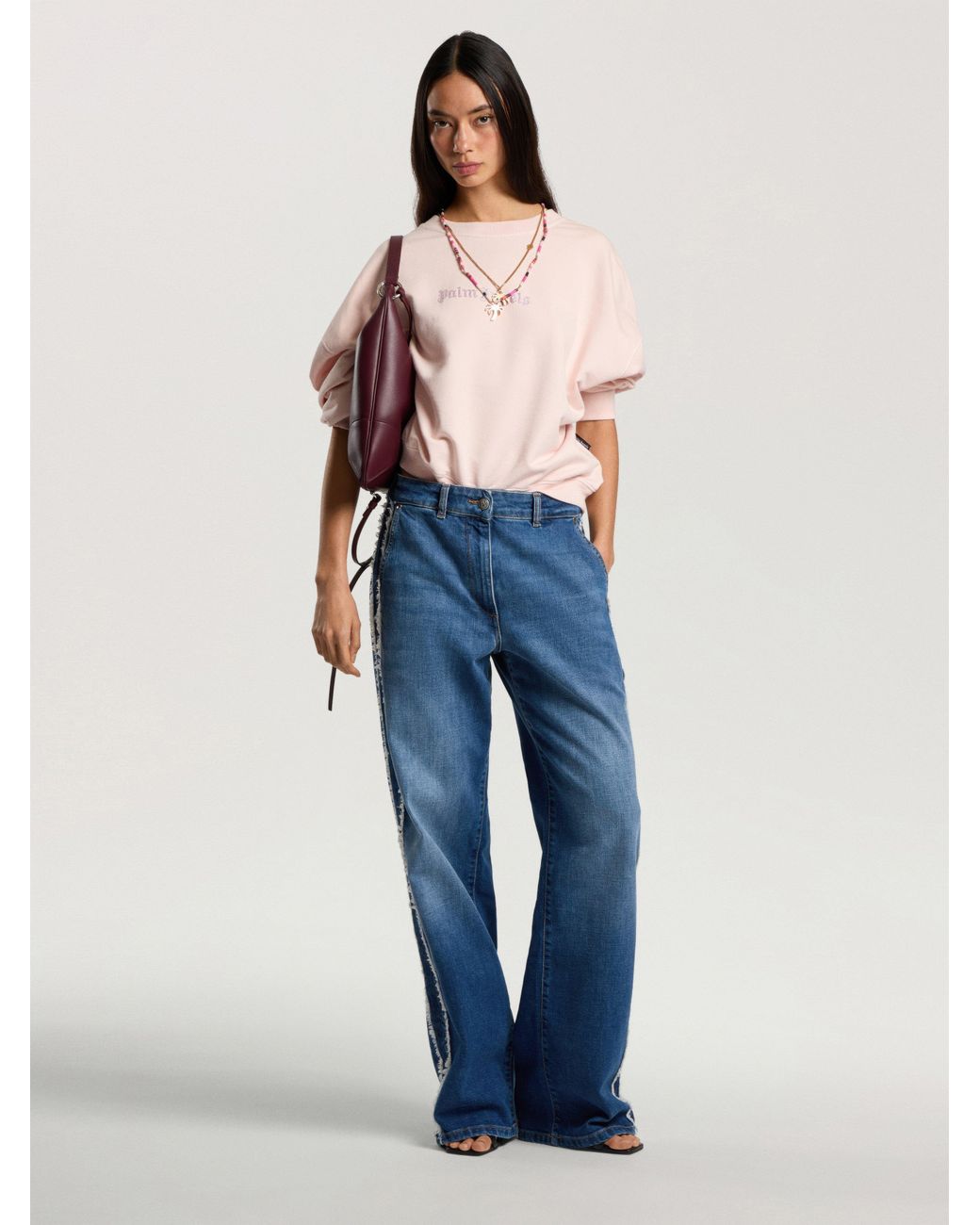 Palm Angels Pink Stud Logo Crew