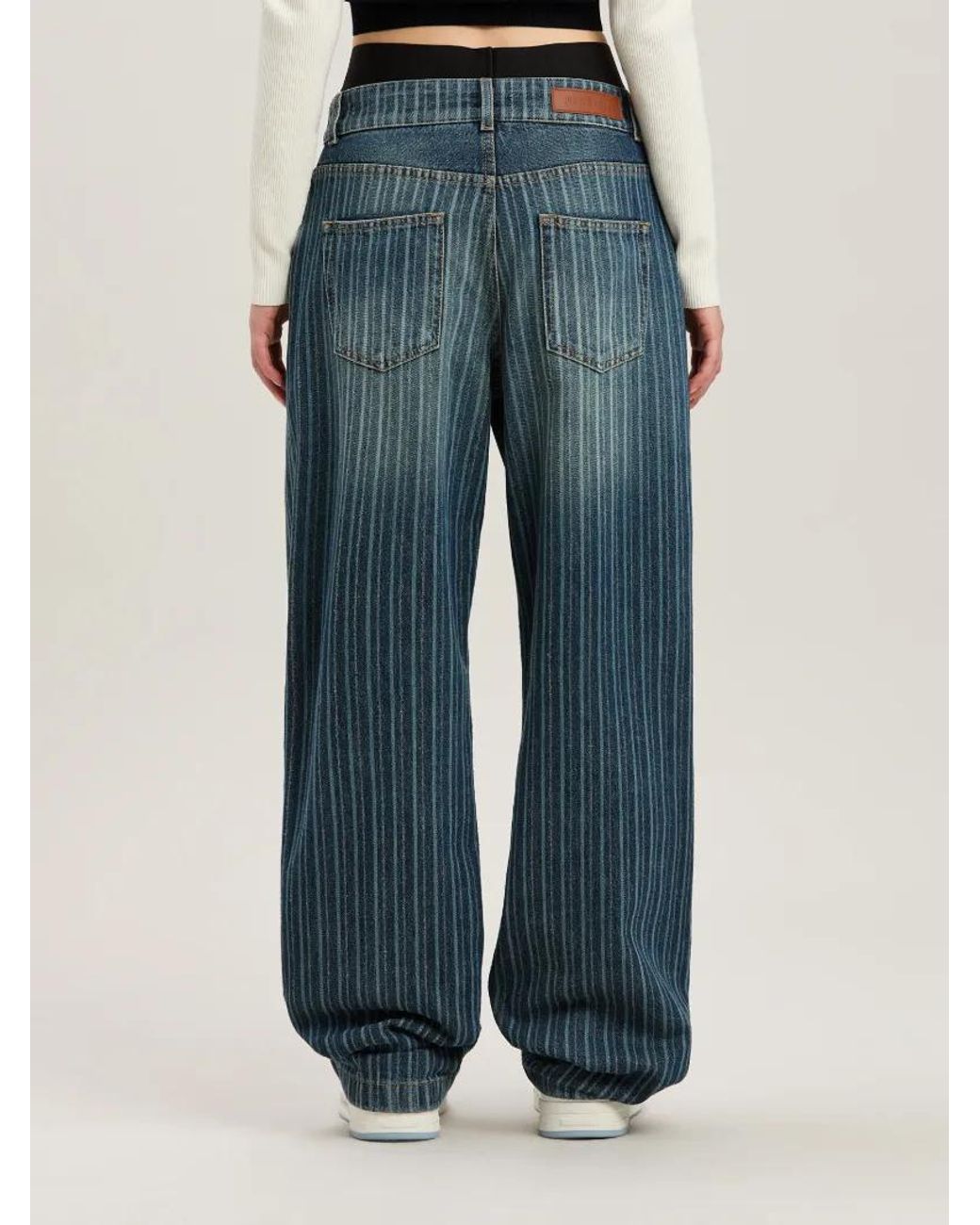 Palm Angels Blue Laser Pinstripe Loose Dnm Pnt Light Light