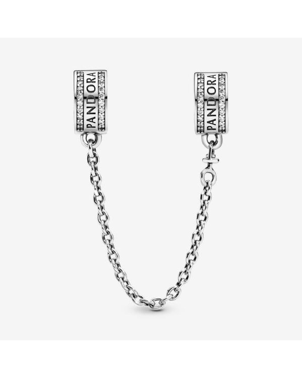 Pandora Metallic Logo Safety Chain Clip Charm