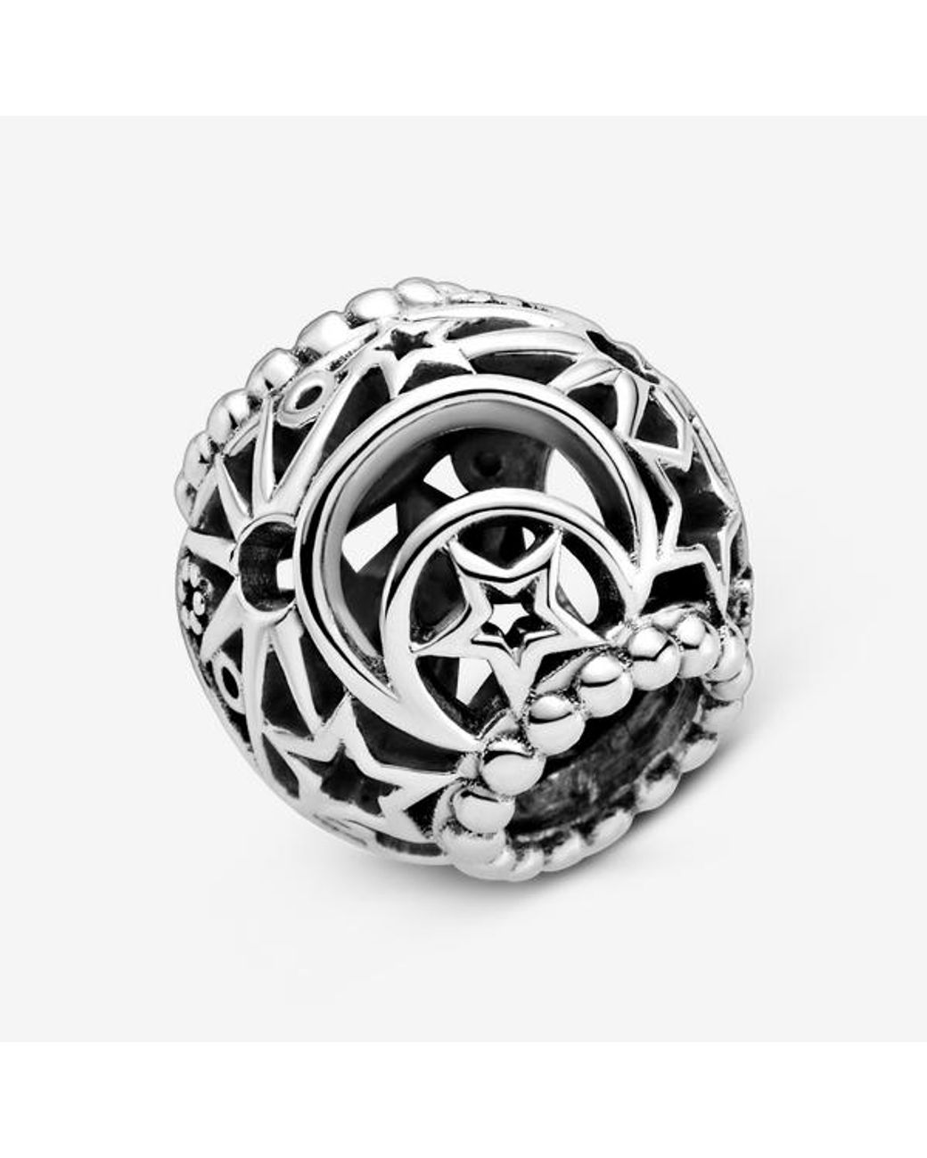 Pandora White Passions Moon And Star Sterling Silver Charm