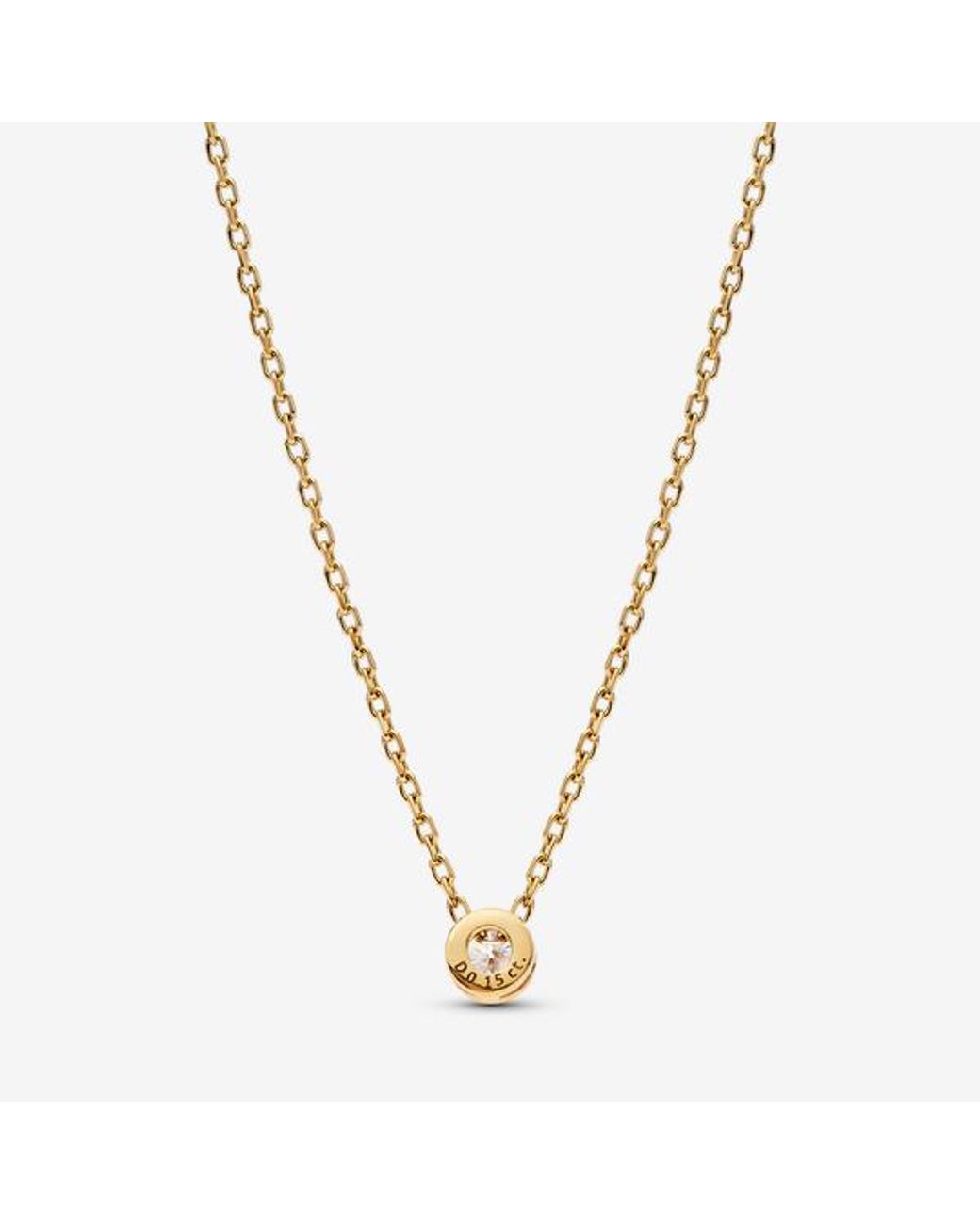 Pandora Metallic Era Bezel 14K Lab-Grown Diamond Pendant Necklace