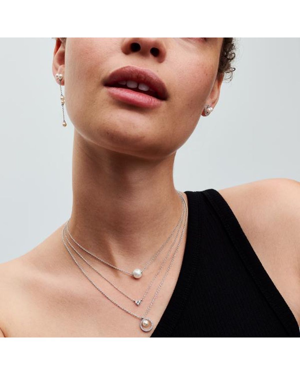 Pandora Metallic Treated Freshwater Cultured Pearl & Pavé Collier Necklace