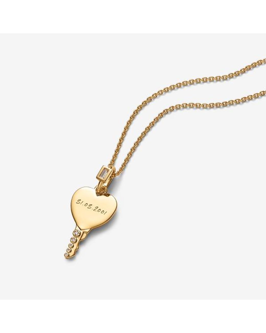 Pandora Metallic Engravable Heart Key Pendant