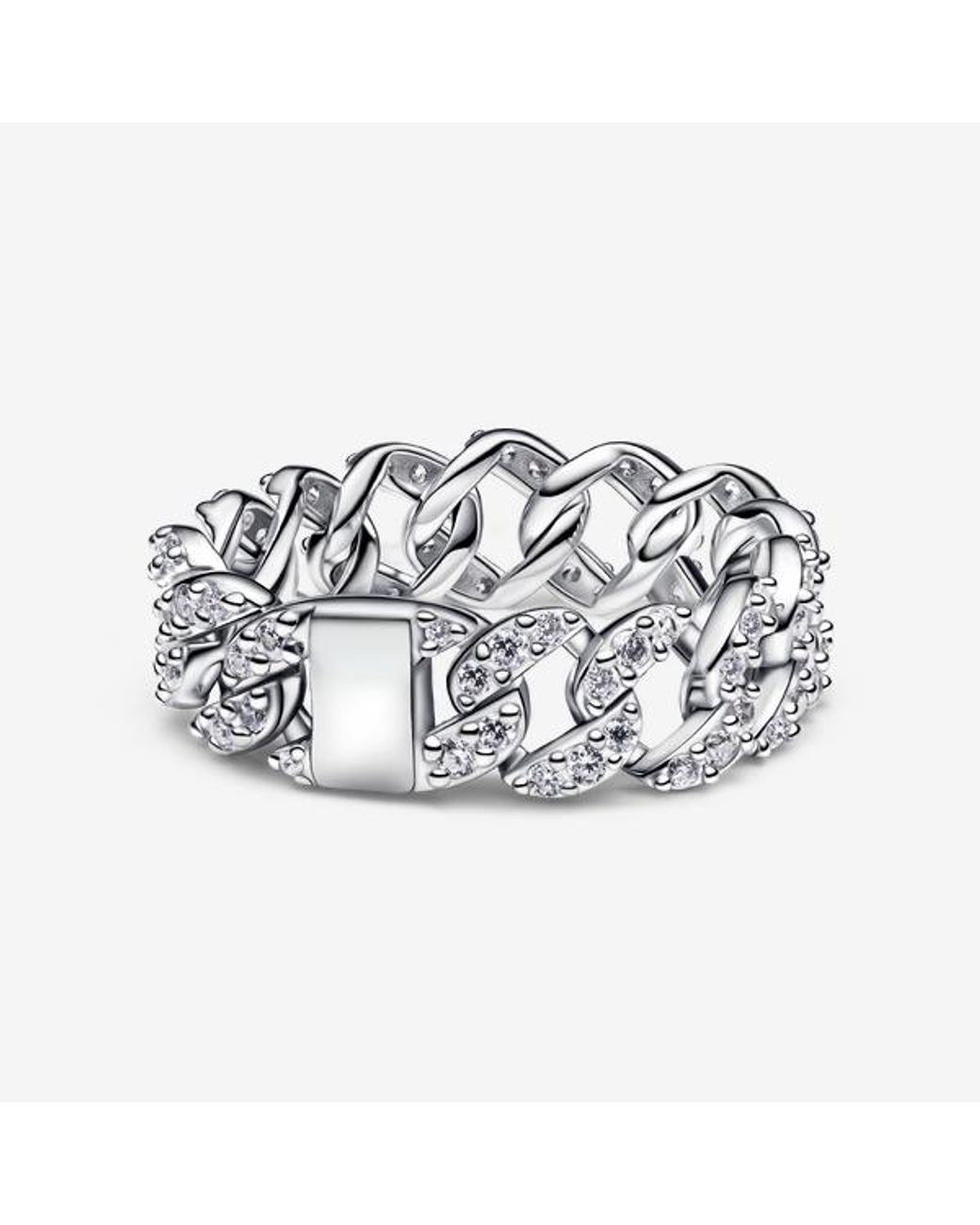 Pandora Metallic Pavé Cuban Chain Ring