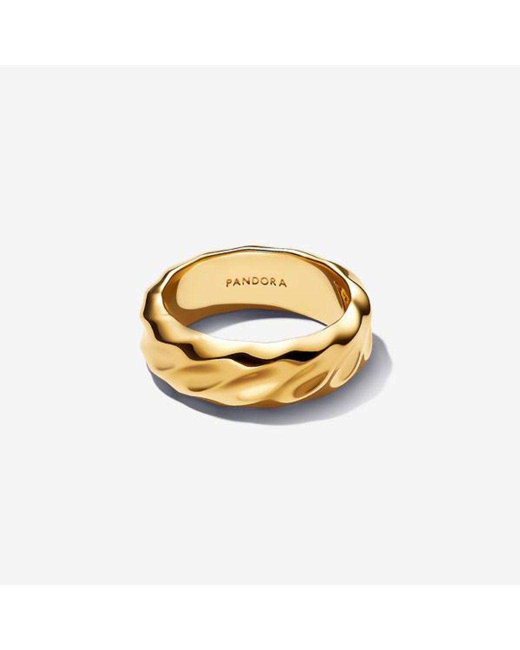 Pandora Metallic Rippled Wide Band Ring