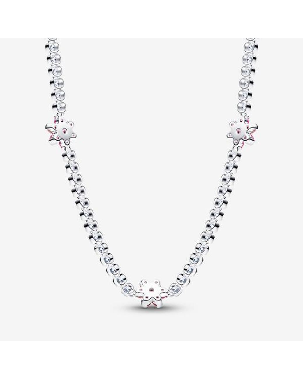 Pandora Metallic Flower Tennis Necklace