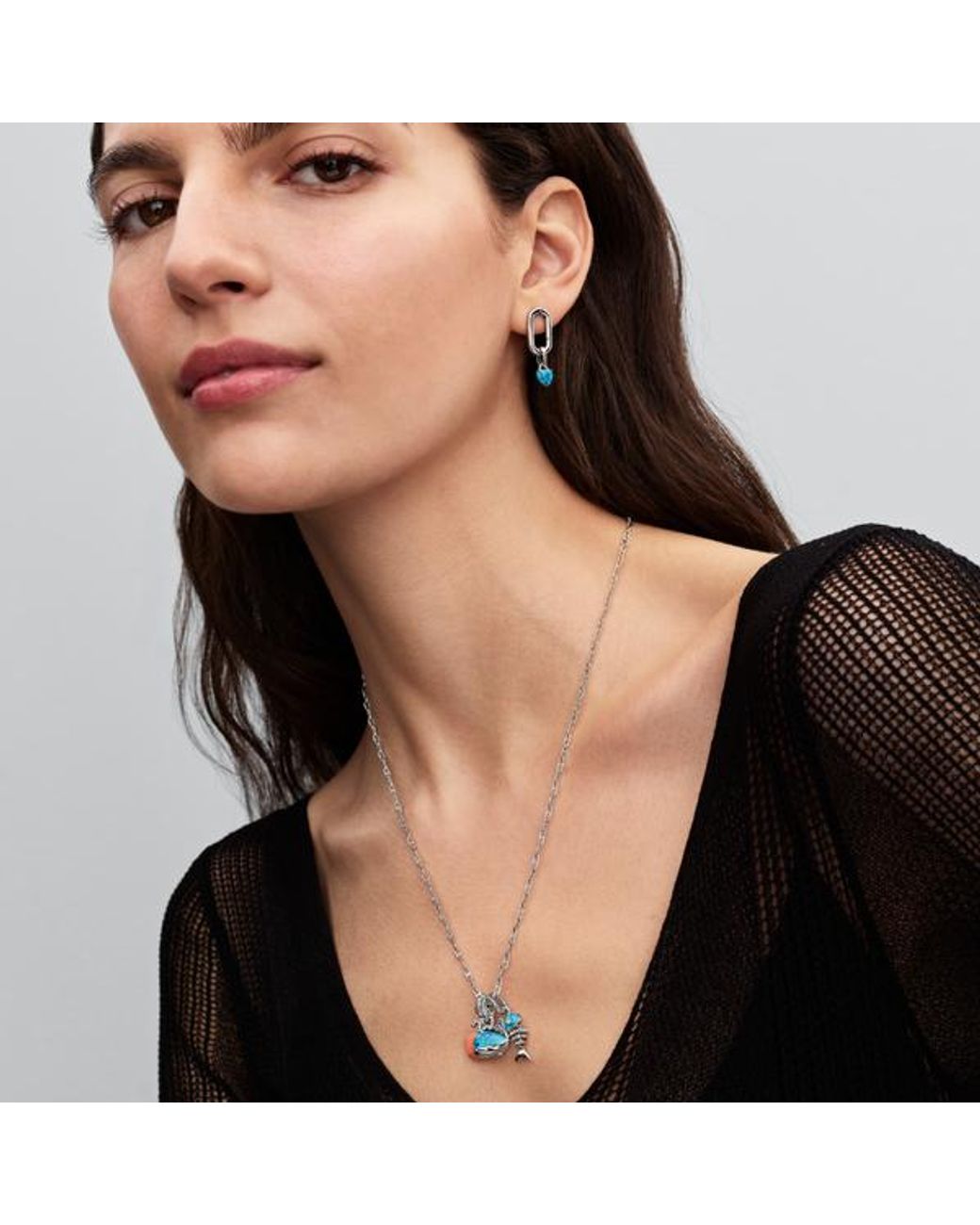Pandora Blue Coloured Heart Mini Dangle Charm