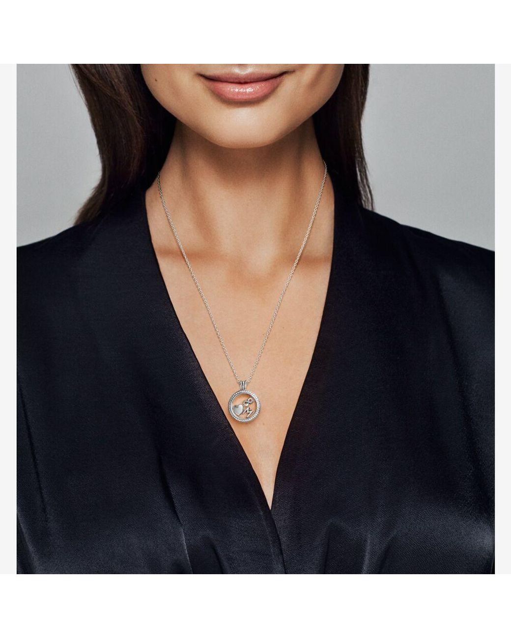 PANDORA Lockets Sparkling Necklace in Metallic | Lyst UK