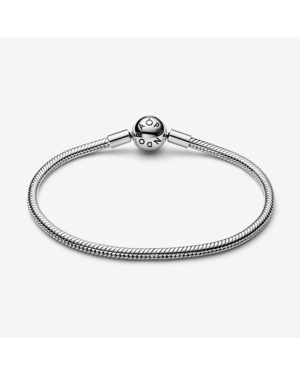 Pandora Metallic Moments Platinum-Plated Ball Clasp Snake Chain Bracelet