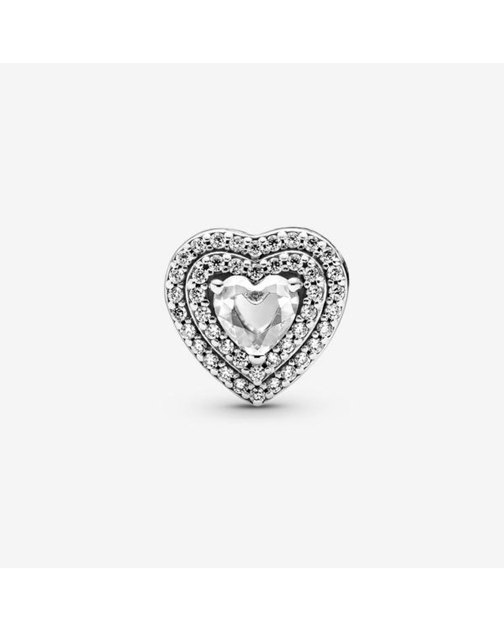 Pandora White Sparkling Levelled Hearts Charm
