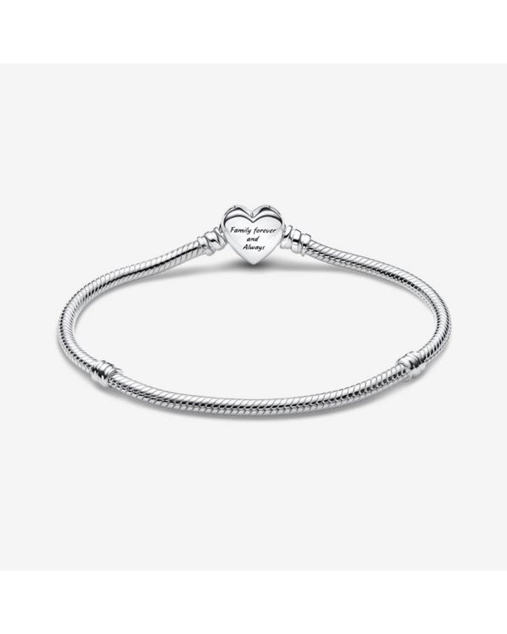 Pandora Metallic Sparkling Infinity Heart Clasp Snake Chain Bracelet