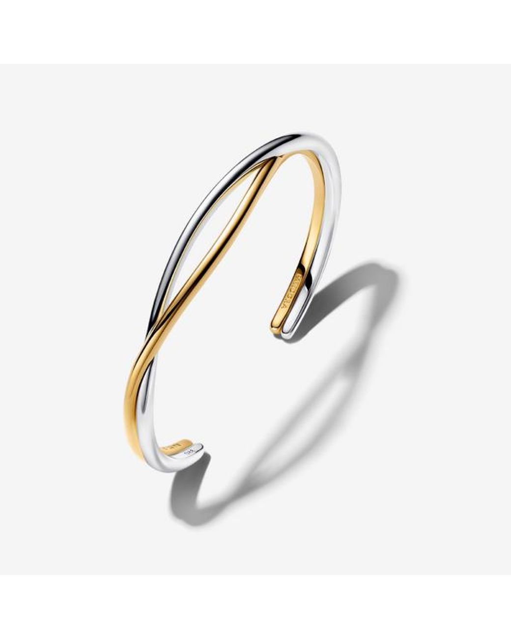Pandora White Entwined Two-Tone Open Bangle