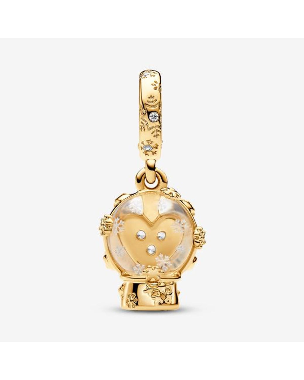 Pandora Metallic Heart Snowflake Snow Globe Dangle Charm