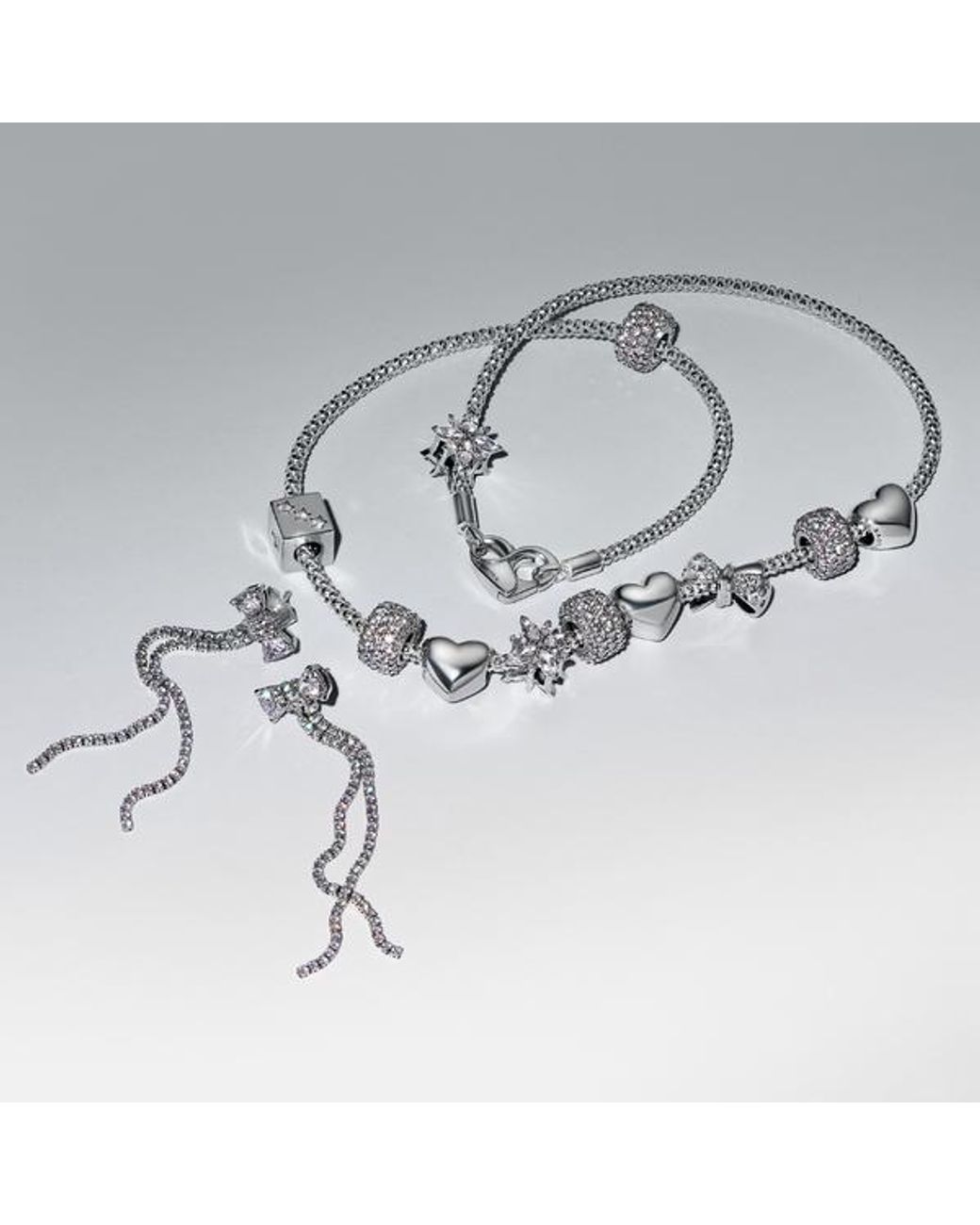 Pandora White Sparkling Pavé Triple-Row Charm