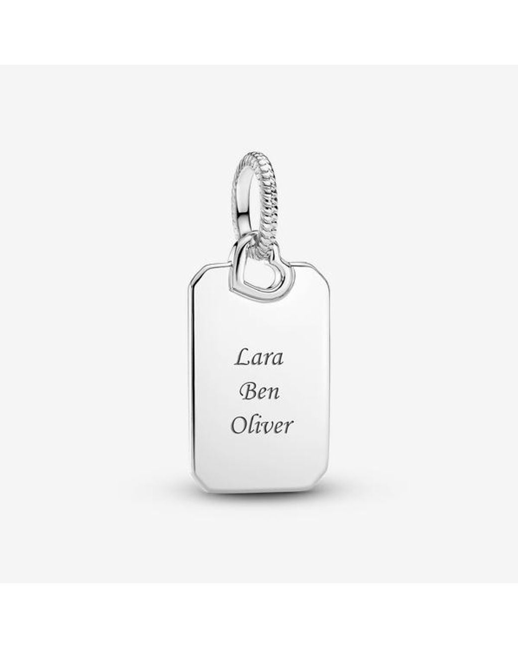 Pandora White Engravable Rectangle Tag Pendant