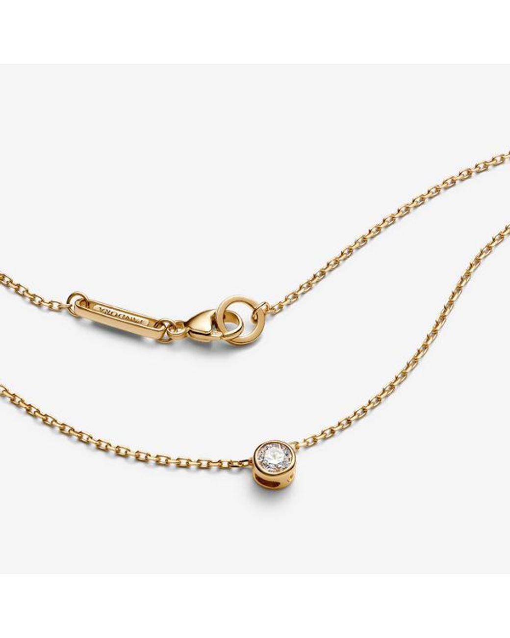 Pandora Metallic Era Bezel 14K Lab-Grown Diamond Pendant Necklace