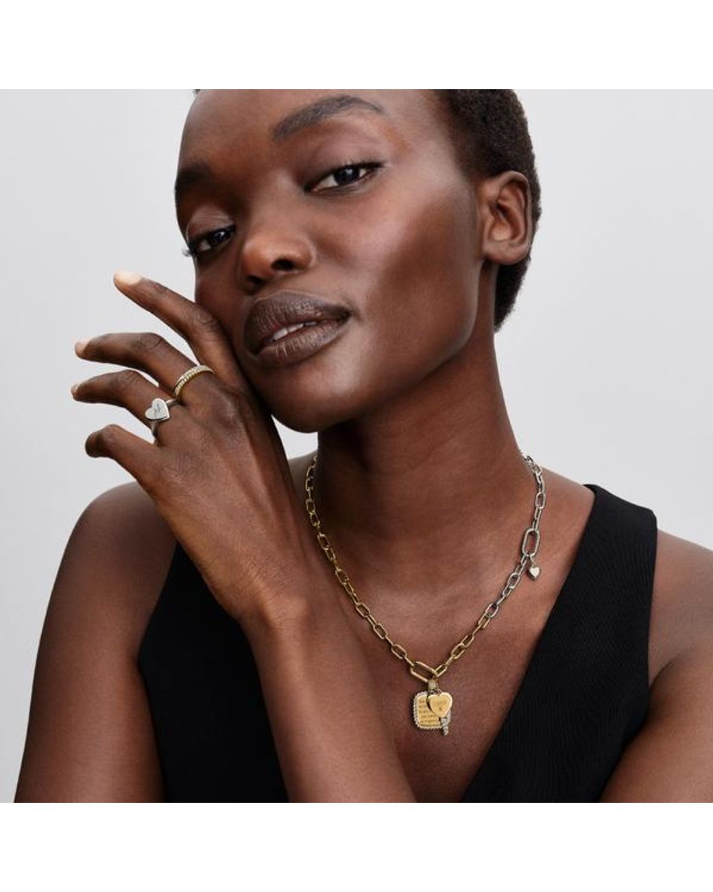 Pandora Metallic Engravable Heart Key Pendant