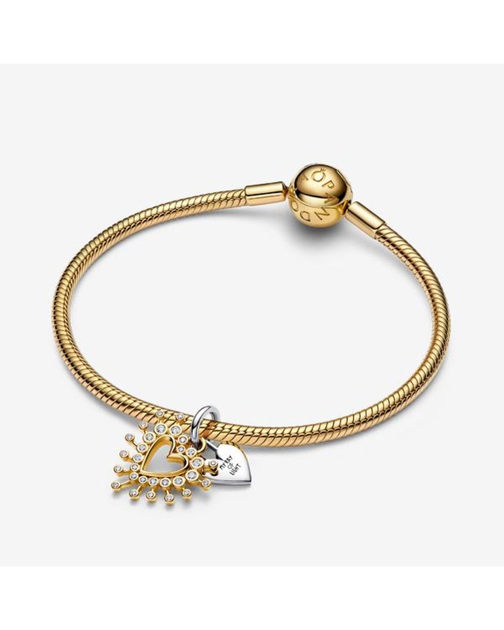 Pandora Metallic Radiant Heart Double Dangle Charm
