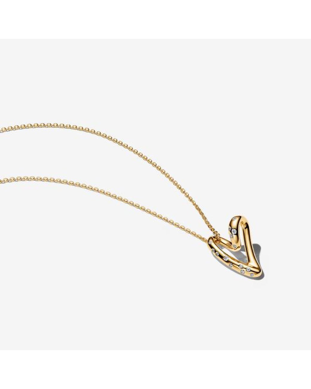 Pandora Metallic Organically Shaped Stone-Set Heart Pendant Necklace