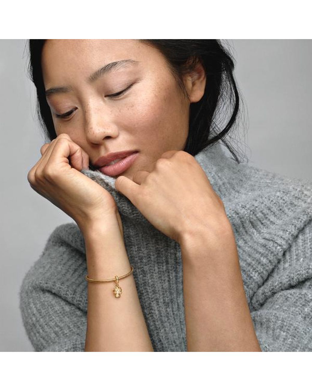 Pandora Metallic Heart Snowflake Snow Globe Dangle Charm