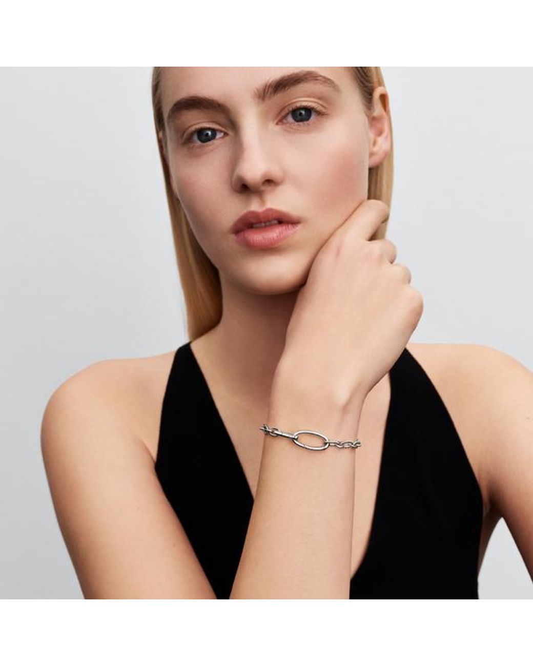Pandora Metallic Openable Oval Link Chain Bracelet