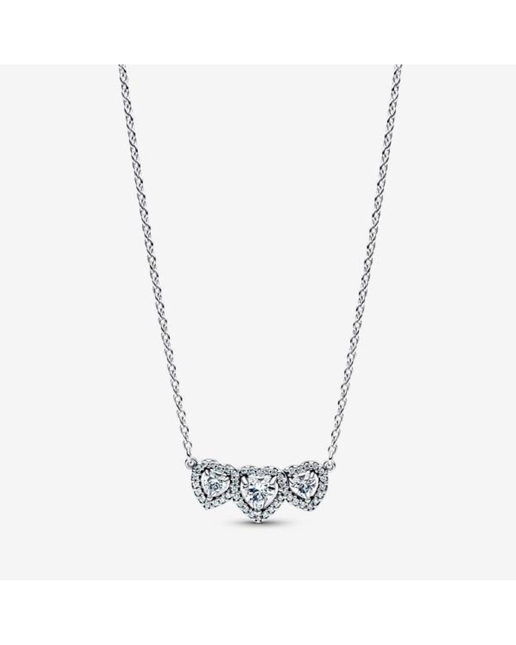 Pandora Metallic Halo Heart Trilogy Collier Necklace