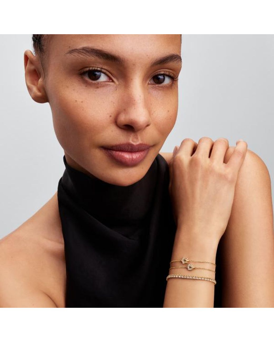 Pandora Metallic Talisman 14K Lab-Grown Diamond Pavé Heart Chain Bracelet