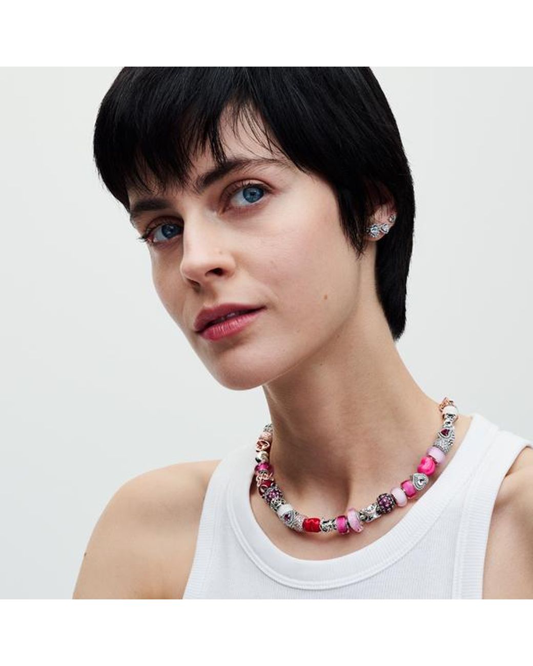 Pandora Metallic Heart Clasp Snake Chain Necklace
