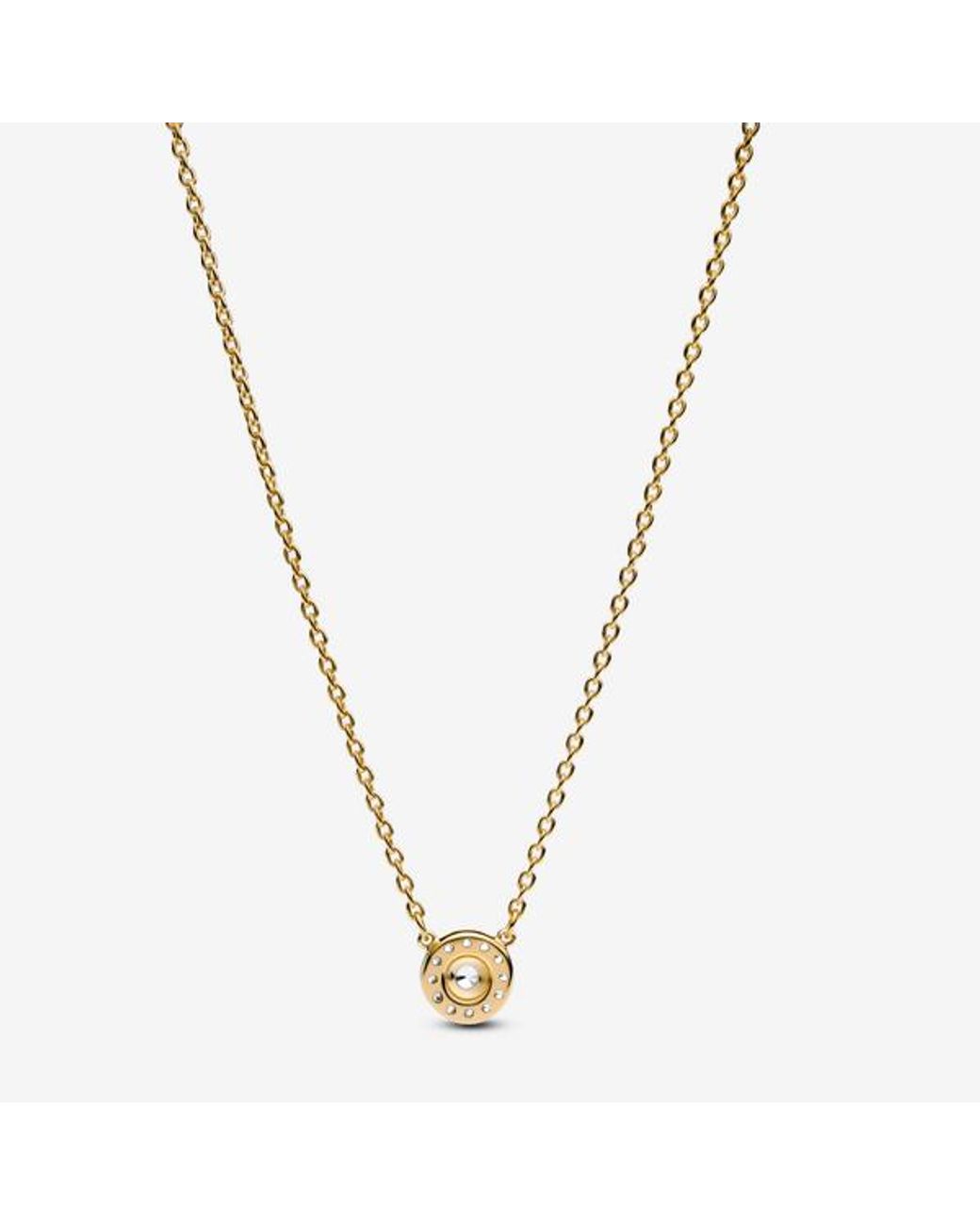Pandora Metallic Round Pavé Halo Pendant Necklace