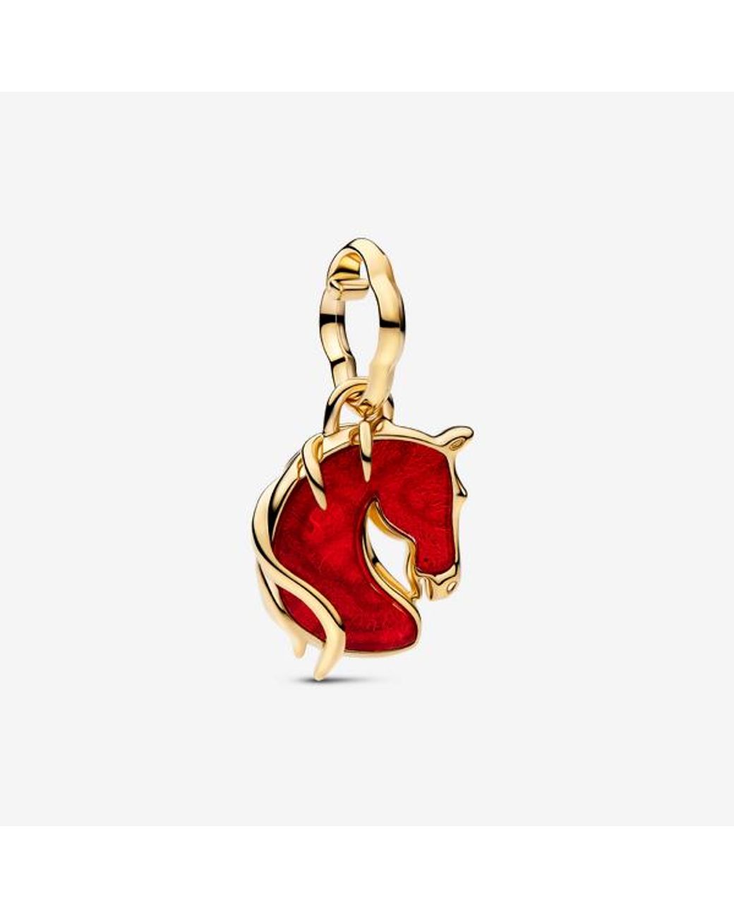 Pandora Red Fire Horse Murano Glass Dangle Charm