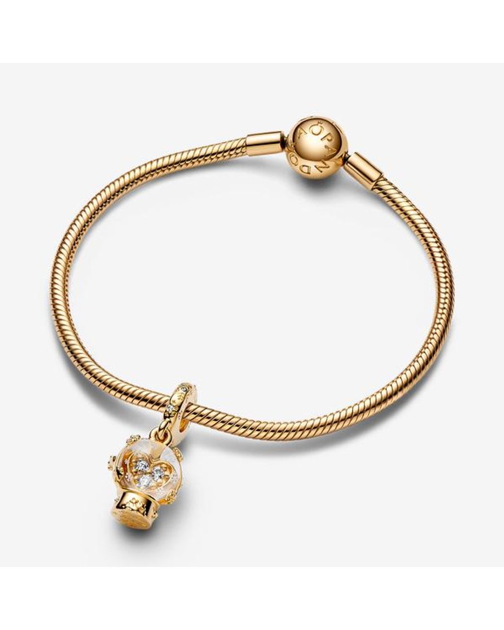 Pandora Metallic Heart Snowflake Snow Globe Dangle Charm