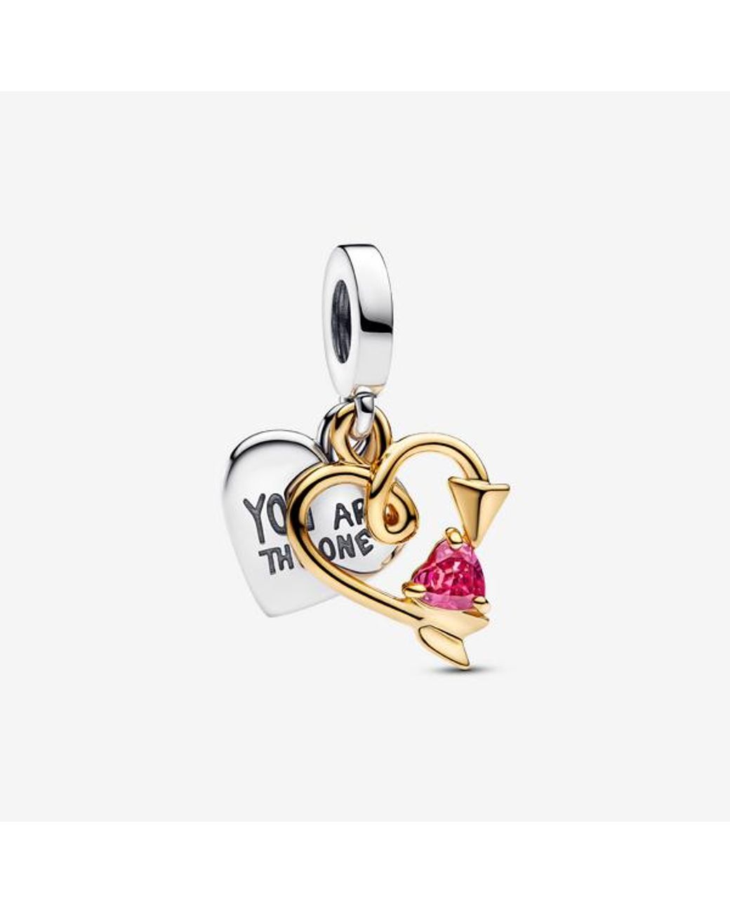 Pandora Metallic Engravable Heart & Arrow Double Dangle Charm
