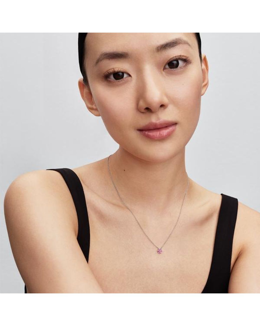 Pandora Metallic Sparkling Flower Pendant Necklace