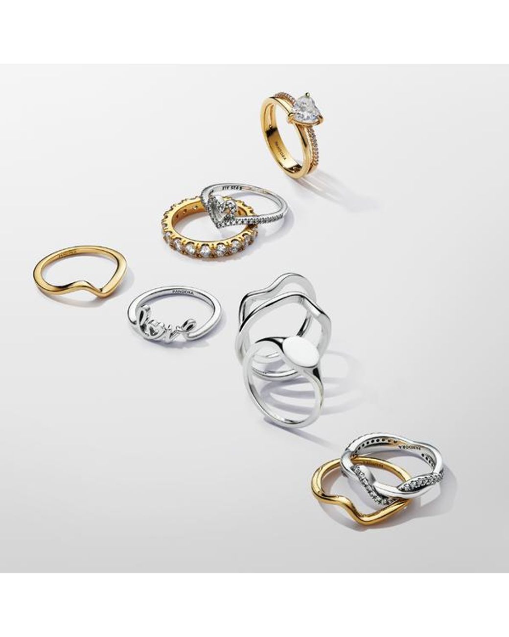 Pandora White Polished Wave Ring