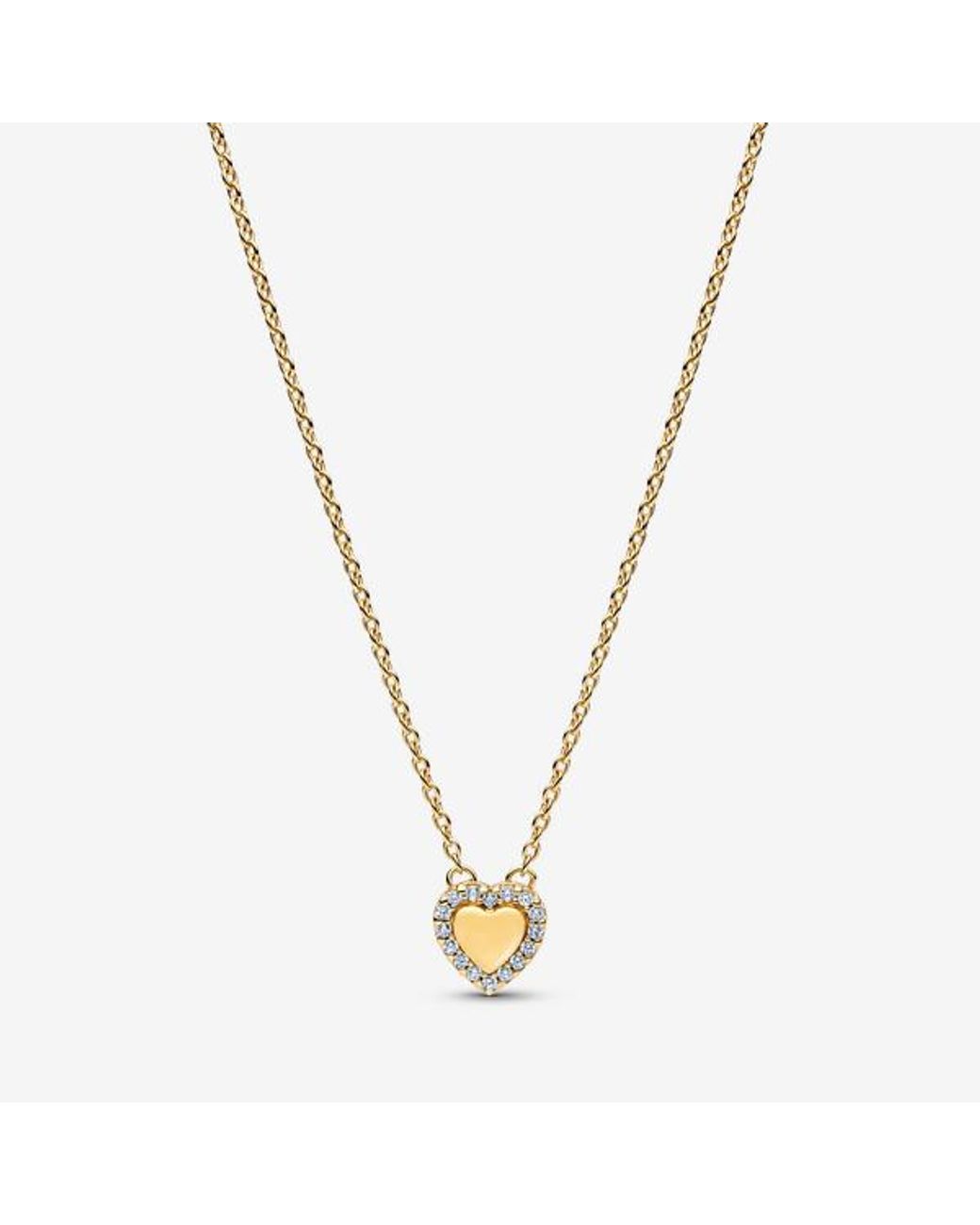 Pandora Metallic Engravable Heart Halo Collier Necklace