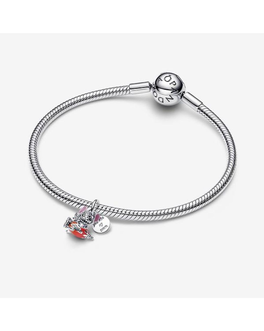 Pandora White Disney Stitch Rocket Ship Dangle Charm