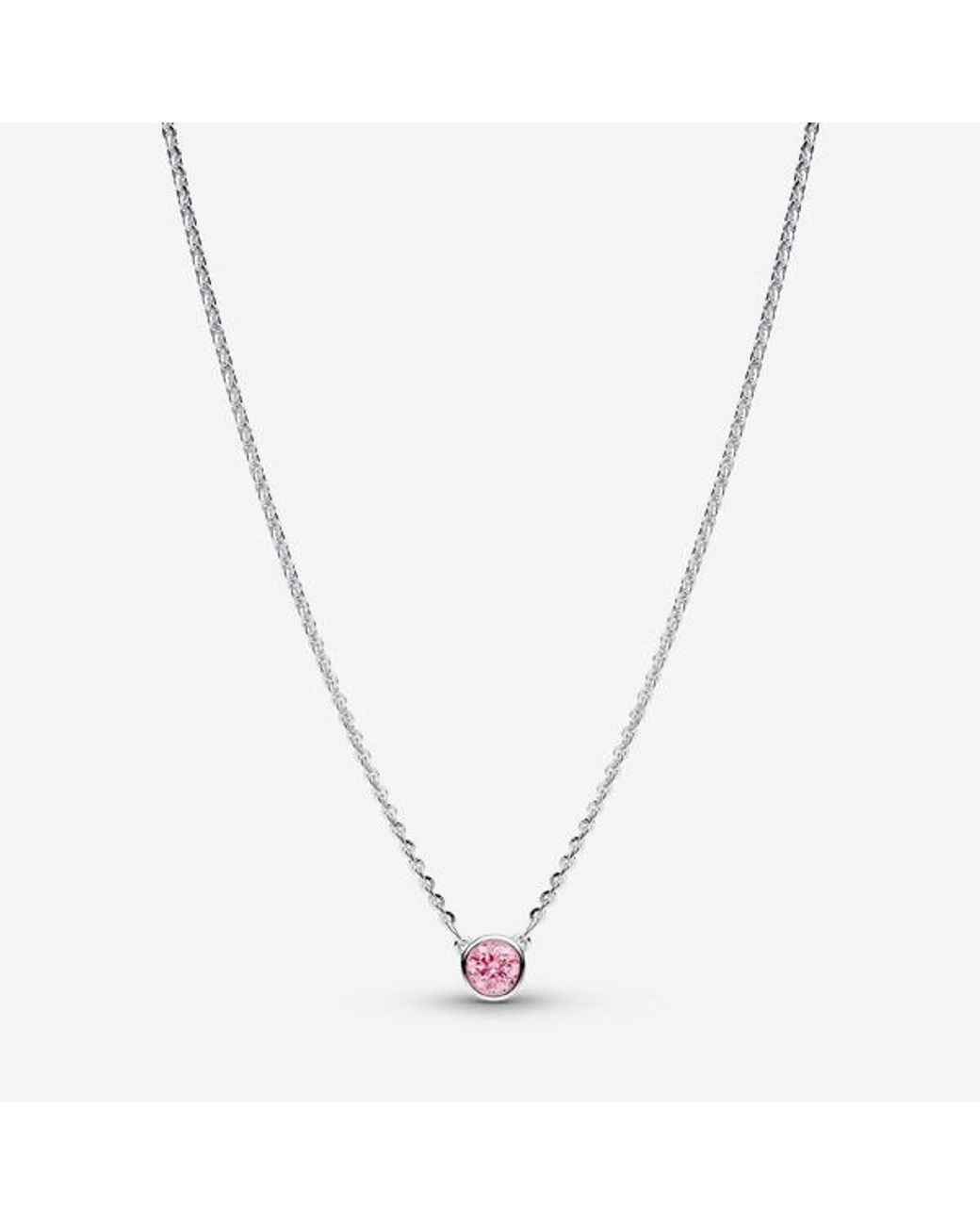 Pandora Metallic Era Bezel Sterling Lab-Grown Diamond Pendant Necklace