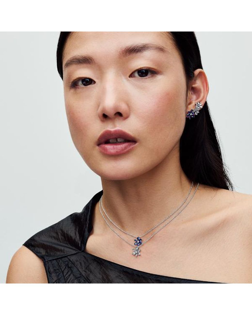 Pandora Metallic Sparkling Herbarium Cluster Drop Collier Necklace