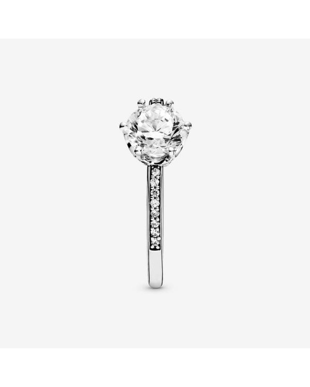 Pandora Metallic Signature Sterling Silver Sparkling Crown Cubic Zirconia Solitaire Ring